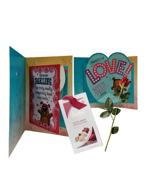 

Archies Mulitcolored Gift Card & Butlers Mix Berry Chocolate Box, Multi