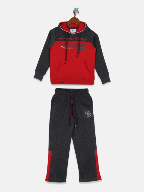 

Monte Carlo Boys Grey & Red Cotton Blend Printed Tracksuit