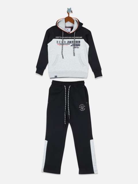 

Monte Carlo Boys Navy Blue & White Printed Hooded Tracksuit