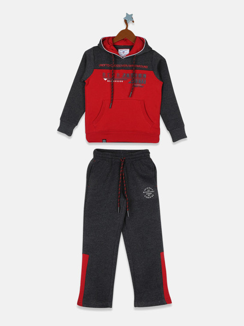 

Monte Carlo Boys Charcoal Grey & Red Colourblocked Tracksuit