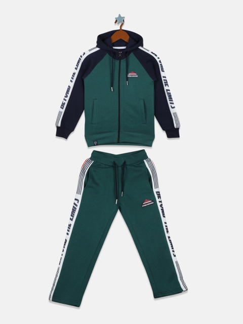 

Monte Carlo Boys Green & Navy Blue Colourblocked Tracksuit