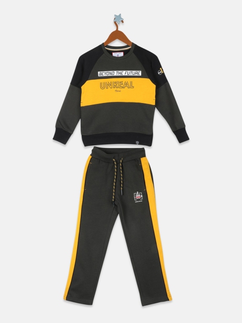 

Monte Carlo Boys Olive Green & Yellow Printed Tracksuit