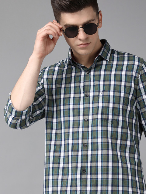 

Van Heusen Sport Men Green & Blue Slim Fit Checked Casual Shirt