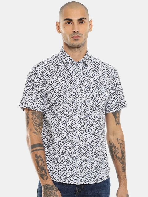 

Ruggers Men White & Navy Blue Ditsy Floral Printed Casual Shirt