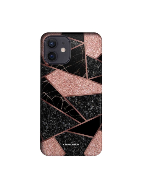 

CelfieDesign Marble Printed iPhone 12 Mini Slim Back Case, Black