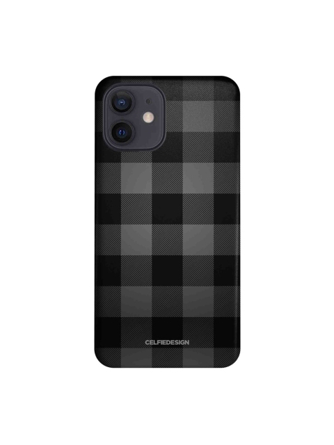 

CelfieDesign Black & Charcoal Grey Checked Slim Back Case for iPhone 12