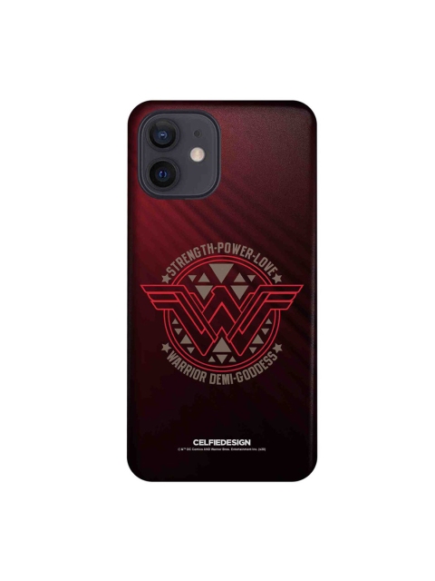 

CelfieDesign Red & Black Wonder Woman Stamp Printed iPhone 12 Slim Back Case