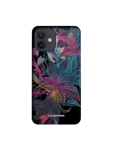 

CelfieDesign Multicoloured Neon Flowers Print iPhone 12 Back Case, Multi