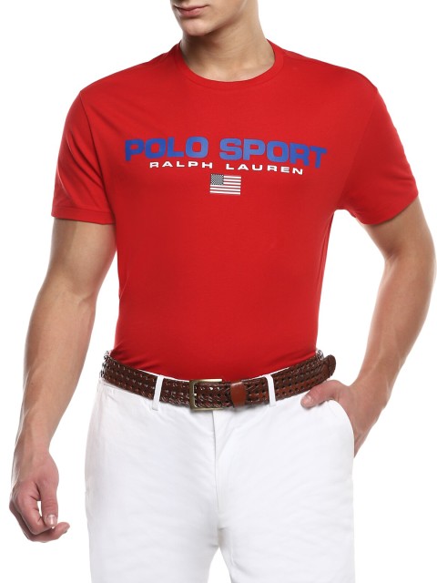 

Polo Ralph Lauren Men Red Brand Logo Printed Pure Cotton T-shirt