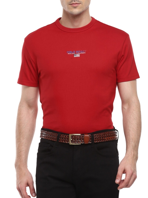 

Polo Ralph Lauren Men Red Solid Pure Cotton T-shirt