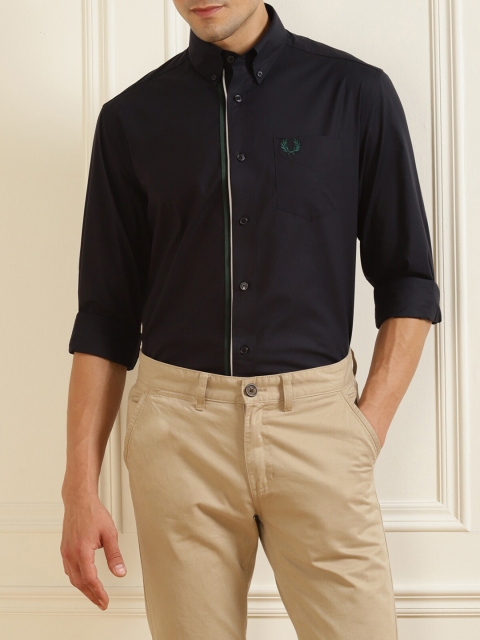 

Fred Perry Men Navy Blue Solid Pure Cotton Semi-Formal Shirt