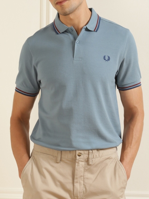 

Fred Perry Men Blue Polo Collar Pure Cotton T-shirt