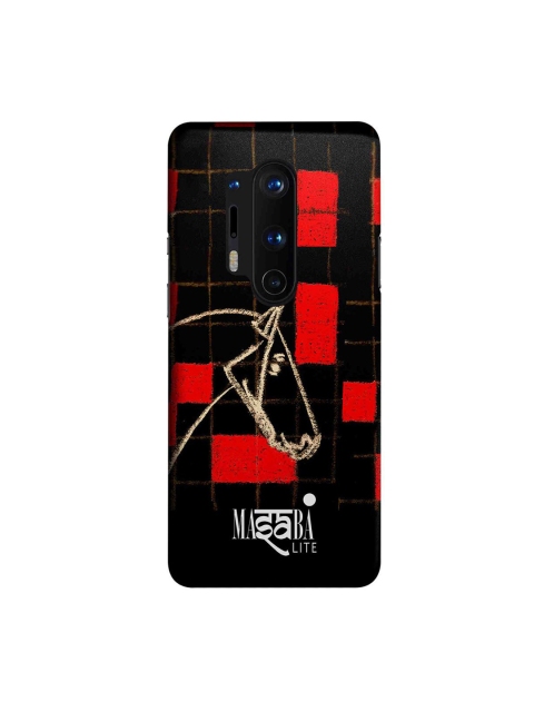 

CelfieDesign OnePlus 8 Pro Masaba Red Checkered Horse Printed Back case, Multi