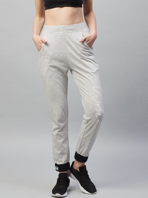 

C9 AIRWEAR Women Grey Melange & White Typography Printed Joggers