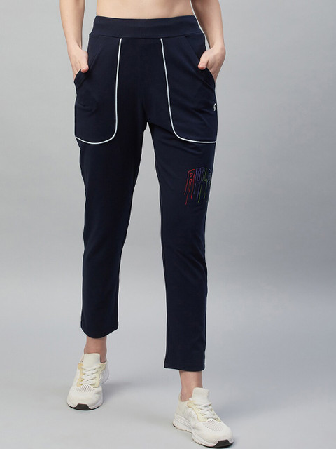 

C9 AIRWEAR Women Navy Blue & Red Typography Track Pants