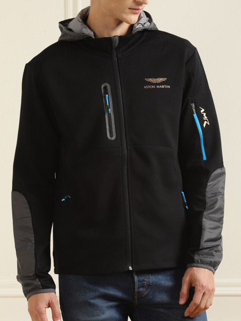 

HACKETT LONDON Men Black Solid Hooded Sweatshirt with Contrast Panels