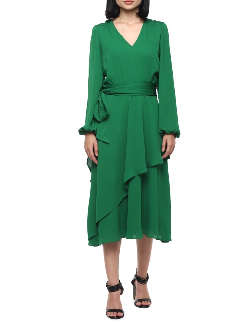 

Phase Eight Women Green Solid Belted Midi Dress