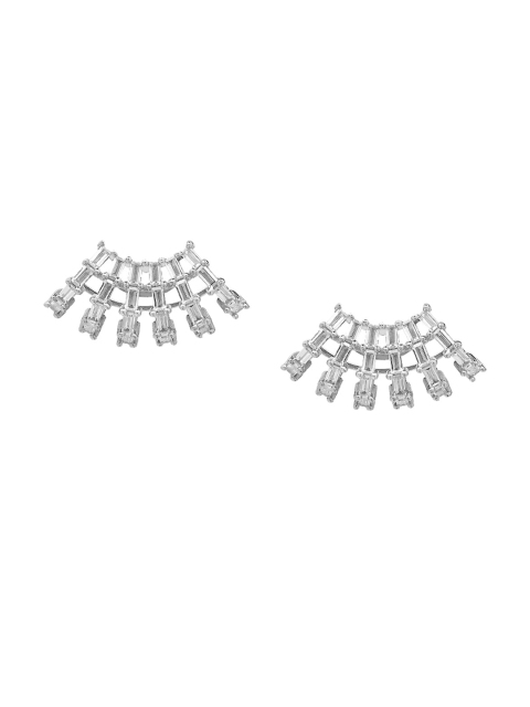 

SANGEETA BOOCHRA Silver-Toned Contemporary Jhumkas Earrings