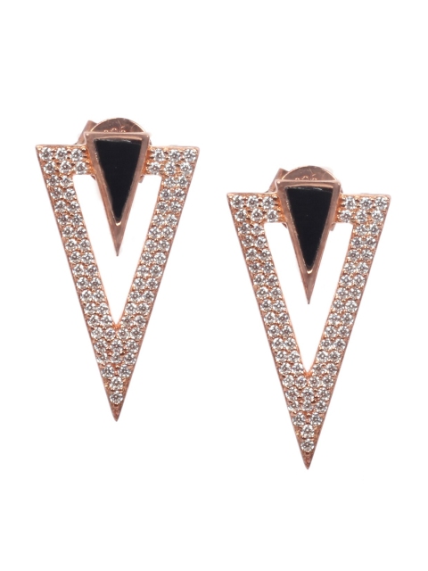 

SANGEETA BOOCHRA Rose Gold Triangular Studs Earrings