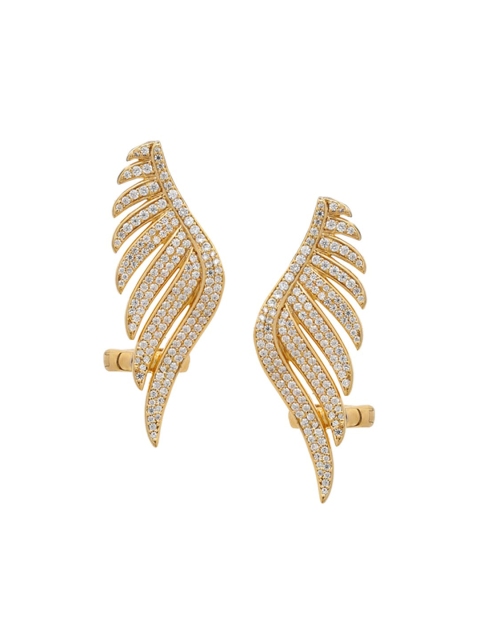 

SANGEETA BOOCHRA Gold-Toned Feather Shaped Studs Earrings