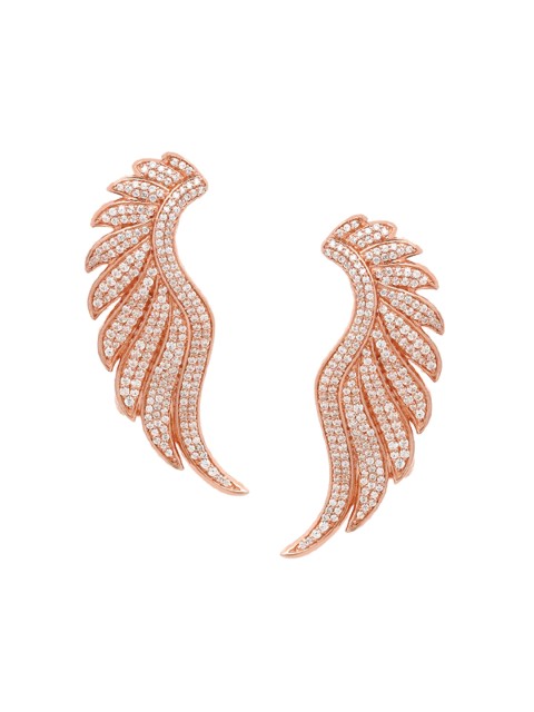 

SANGEETA BOOCHRA Rose Gold Feather Shaped Studs Earrings