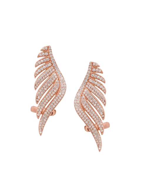 

SANGEETA BOOCHRA Rose Gold Feather Shaped Drop Earrings