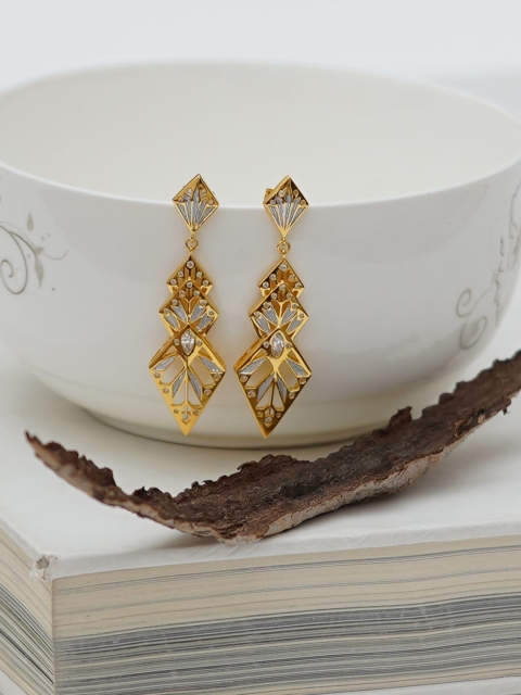 

SANGEETA BOOCHRA Gold-Toned Contemporary Drop Earrings