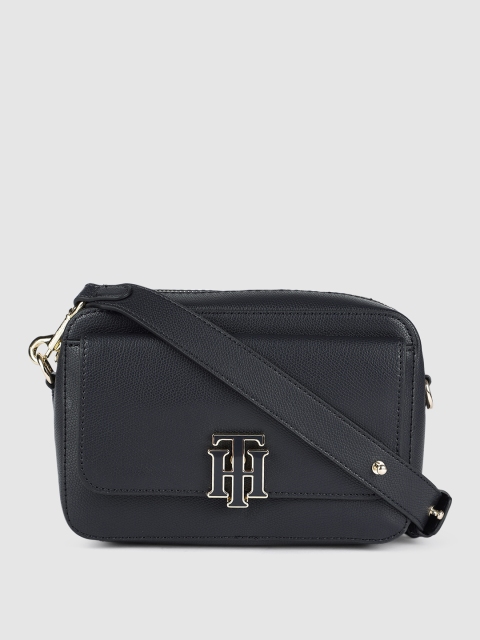

Tommy Hilfiger Navy Blue Textured PU Structured Sling Bag