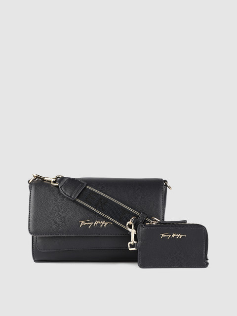 

Tommy Hilfiger Blue Solid Structured Crossover Sling Bag With Pouch