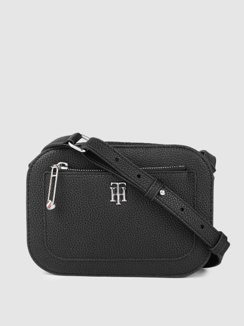 

Tommy Hilfiger Black Solid PU Regular Structured Sling Bag