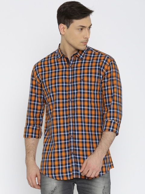

Nature Casuals Men Orange Slim Fit Checked Casual Shirt