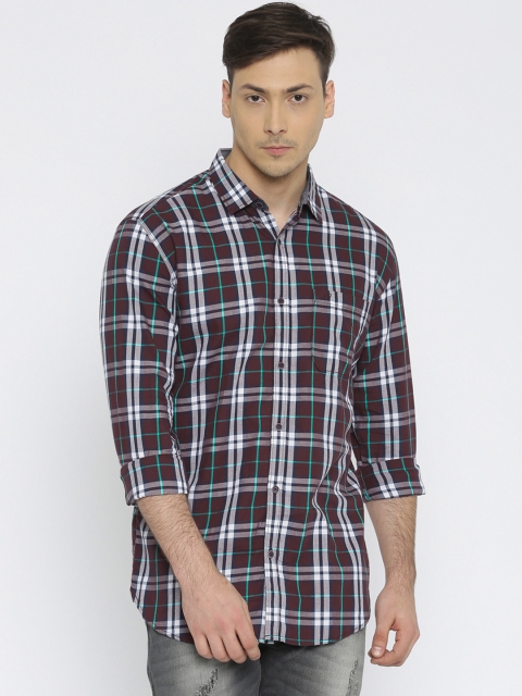 

Nature Casuals Men Burgundy Slim Fit Checked Casual Shirt