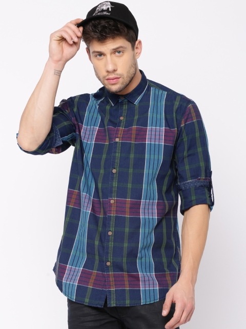 

Nature Casuals Men Blue Slim Fit Checked Casual Shirt