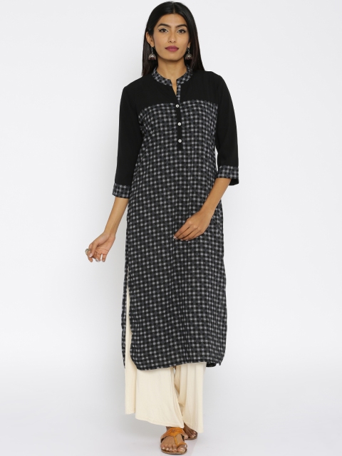 

Soch Outlet Women Black & Grey Printed Straight Kurta