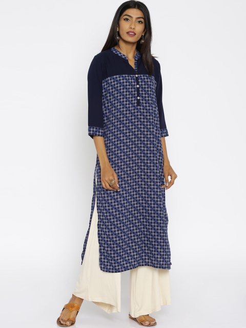 

Soch Outlet Women Blue Printed Straight Kurta