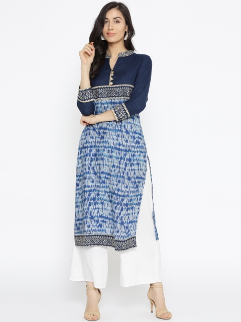 

Soch Outlet Women Blue Printed Straight Kurta