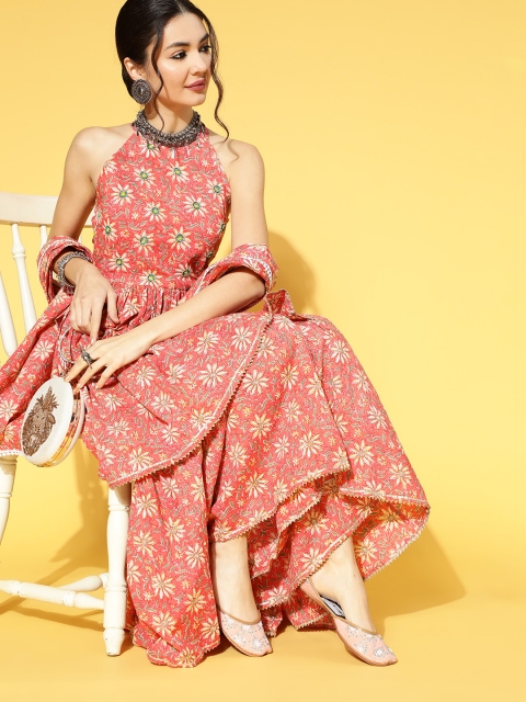 

ZOLA Peach Pure Cotton Short Kurti with Sharara