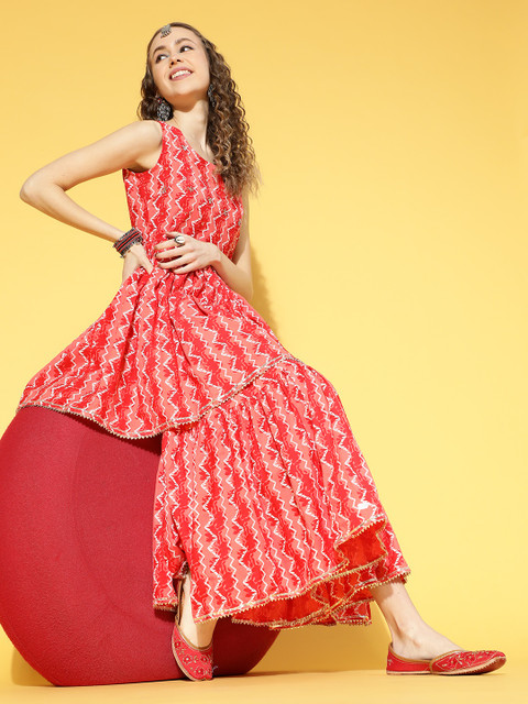 

ZOLA Red Pure Cotton Short Kurti with Sharara