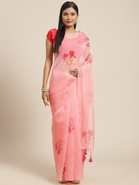 

Nanda Silk Mills Pink Organza Floral Saree