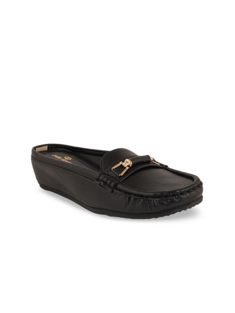 

pelle albero Women Black & Gold-Toned Horsebit Loafers