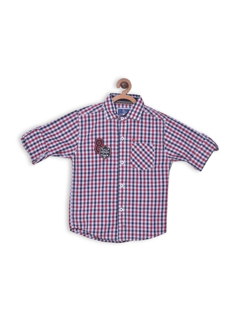 

612 league Boys Blue & Red Cotton Gingham Checked Casual Shirt