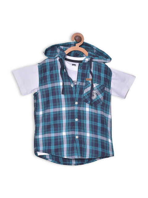 

612 league Boys Blue Classic Tartan Checks Checked Casual Shirt