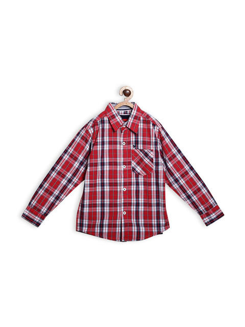

612 league Boys Red Classic Checked Casual Shirt