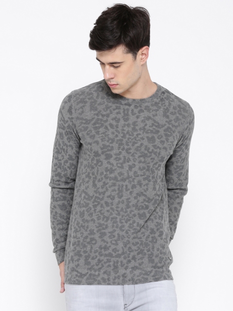 

Jack & Jones Men Grey Animal Print Sweater