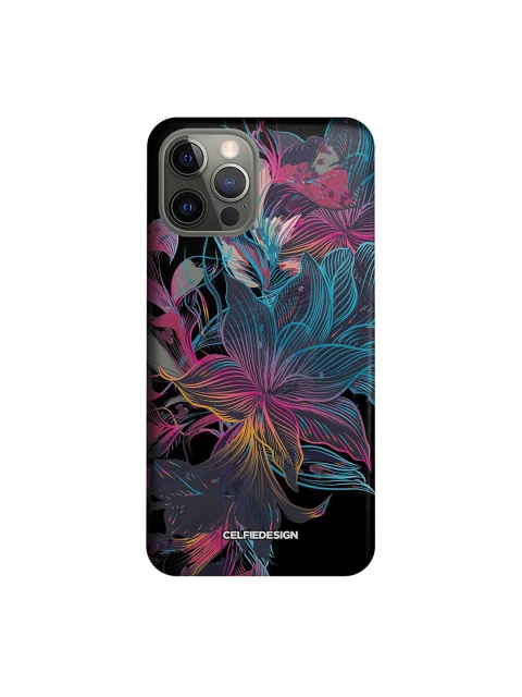 

CelfieDesign Multicoloured Neon Flowers Print iPhone 12 Pro Back Case, Multi