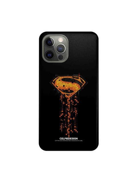 

CelfieDesign Superman Mosaic Printed iPhone 12 Pro Slim Back Case, Black