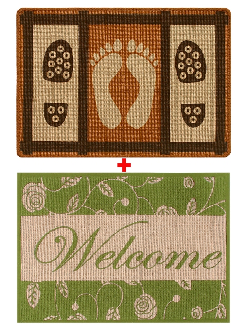 

Saral Home Set of 2 Printed Rectangular Doormats, Multi