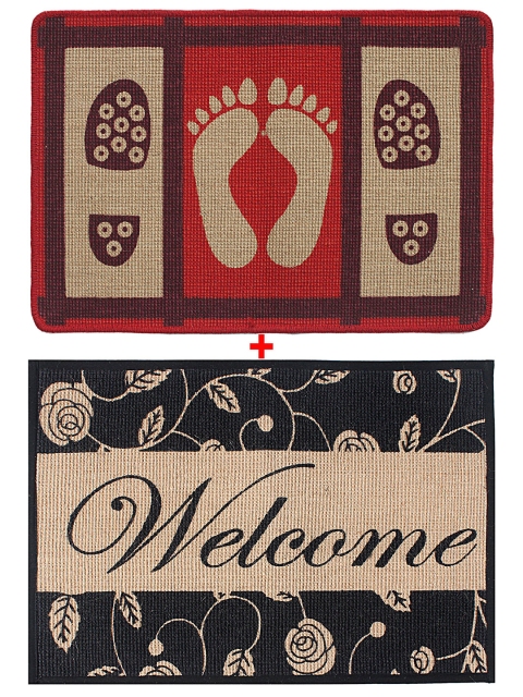 

Saral Home Set of 2 Printed Rectangular Doormats, Multi