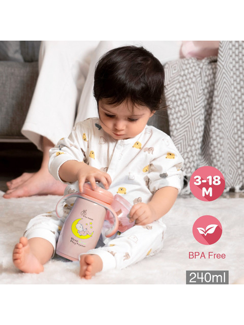 

R for Rabbit Unisex Kids Pink Steebo Crecent SS Feeding Bottle 240 ML
