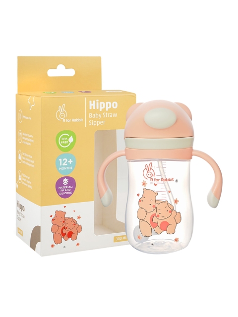 

R for Rabbit Kids Yellow & Peach Hippo Baby Printed Straw Sipper - 300ml